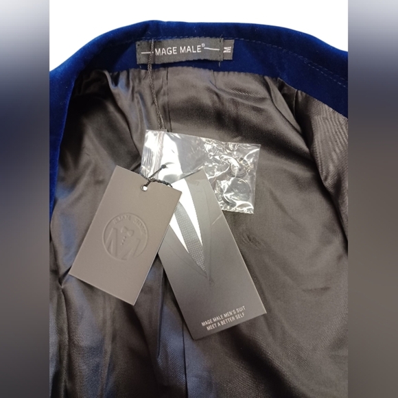 Mage Male Blue Velet Three Piece Suit NWT Size Medium - Picture 12 of 14